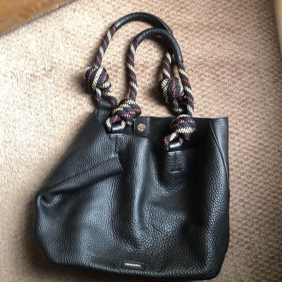 Genuine leather black Rebecca Minkoff tote with rope handles. - Picture 8 of 8